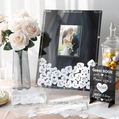 AerWo Acrylic Heart Drop Box Wedding Guest Book
