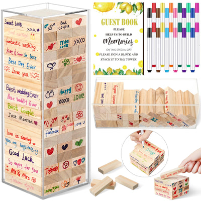 Beeveer Wedding Block Guestbook Set - 80 Pcs with Color Pens