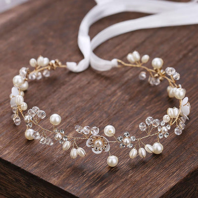 Glamorous Pearl Flower Wedding Headband