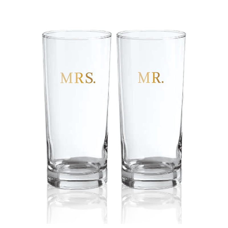 Mr & Mrs Highball Glasses - Romantic Couples' Gift