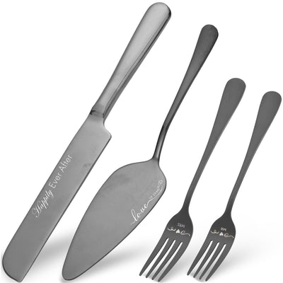 Elegant Wedding Cake Serving Set with Forks