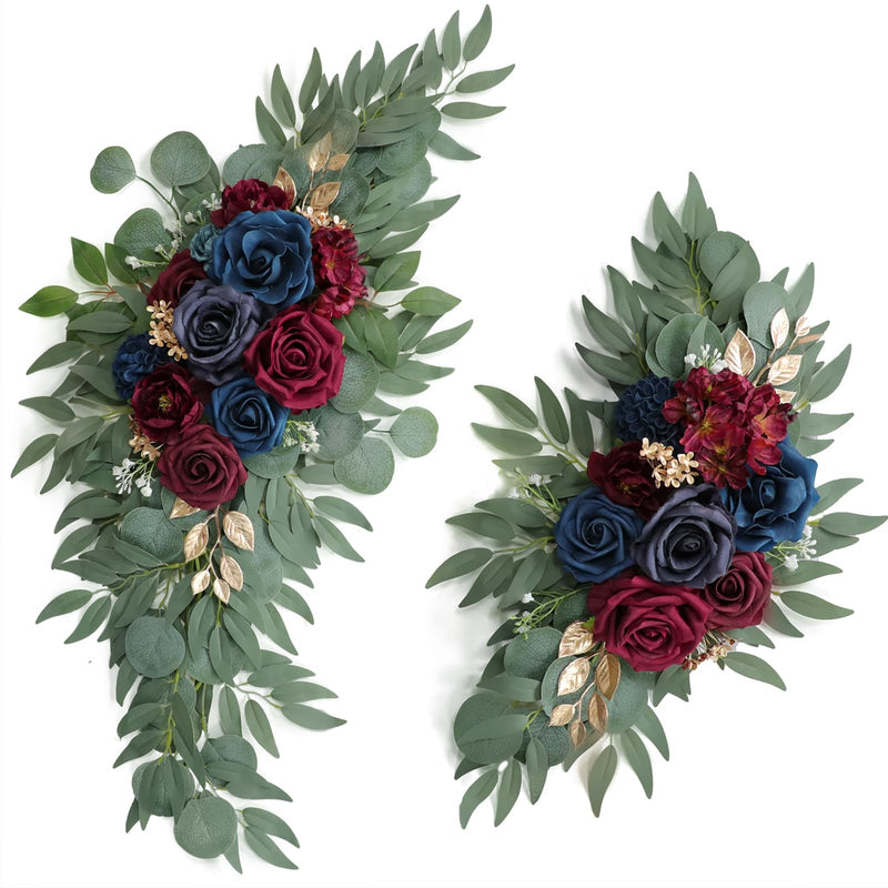 Navy and Burgundy Arch Floral Swags Set