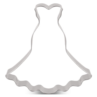 Elegant Wedding Dress Cookie Cutter - 4x4.3 Stainless Steel