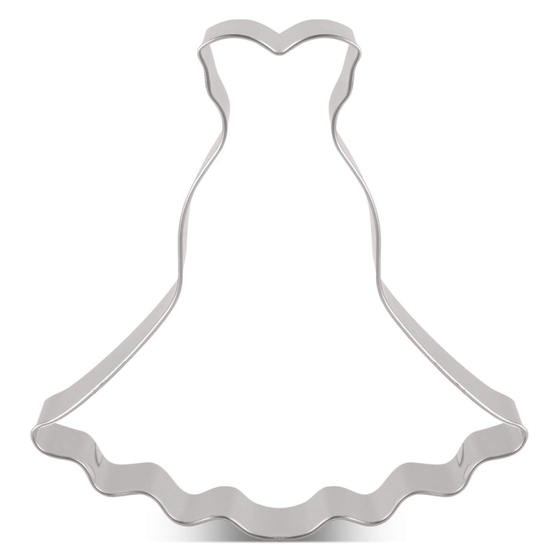 Elegant Wedding Dress Cookie Cutter - 4x4.3 Stainless Steel
