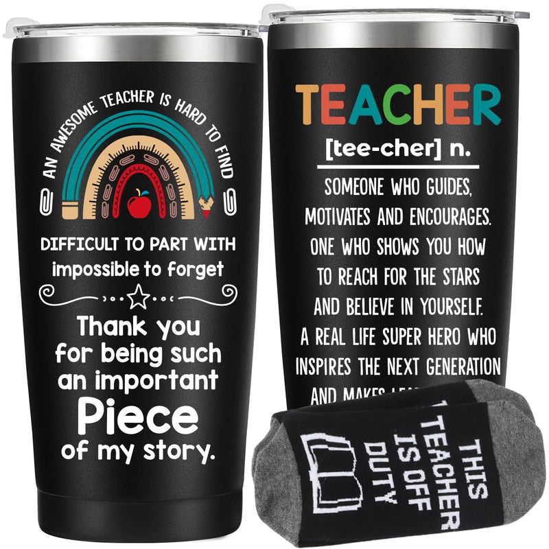 Teacher Tribute Socks and Tumbler Gift Set 20oz